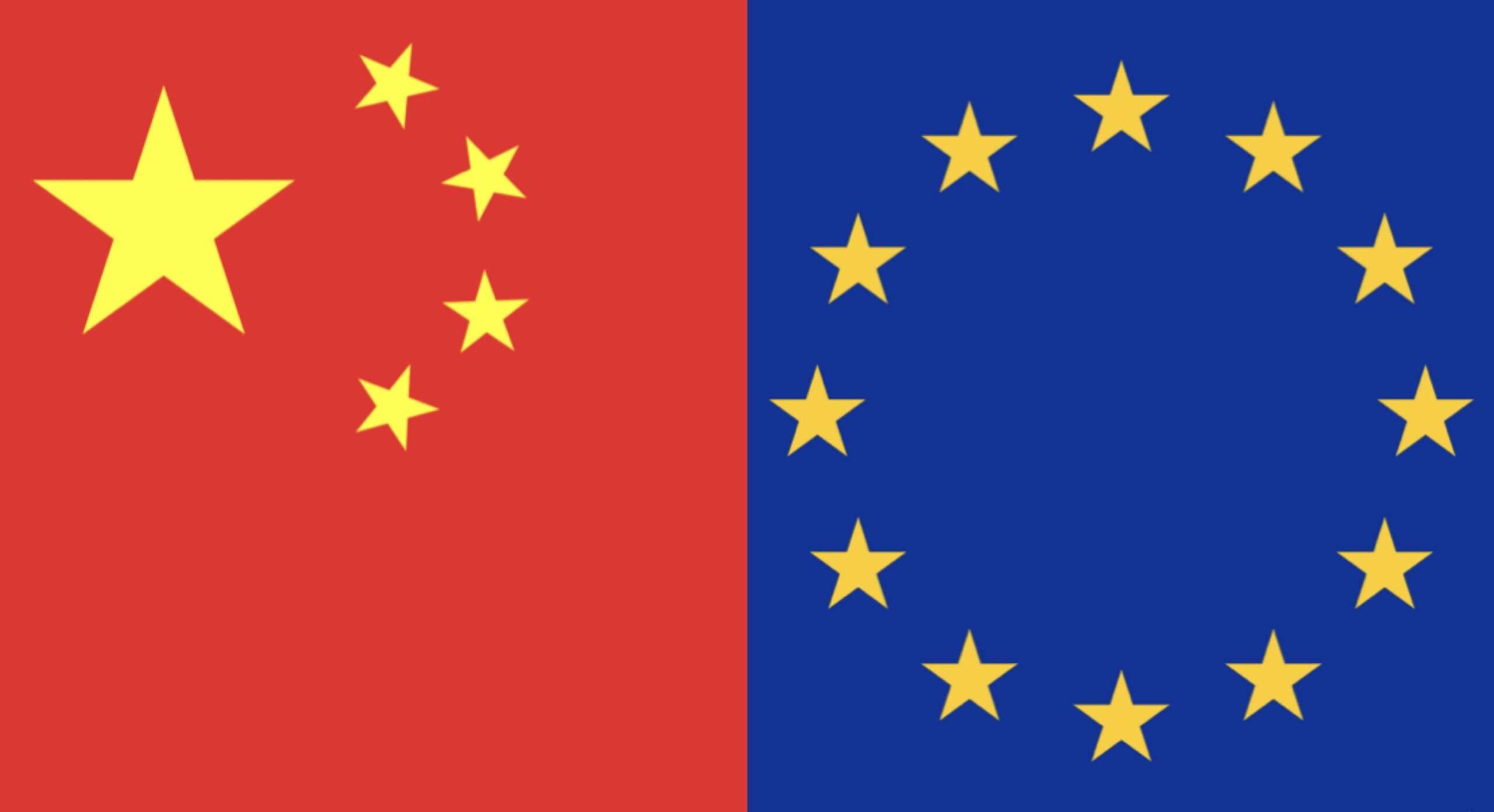 China flag and EU logo