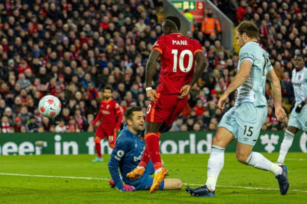 Sadio Mane scores against West Ham