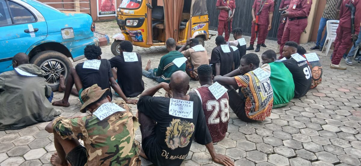 Suspected kidnappers' spy paraded after arrest by Ondo Amotekun.