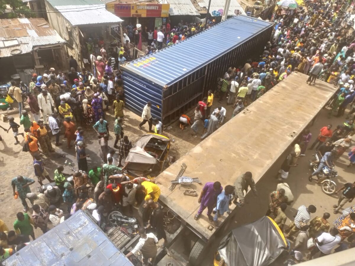 container crushes tricycle