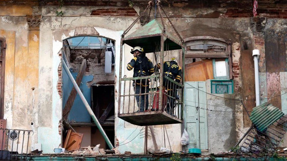 Photo from Havana building collapse scene (Credit:BBC)
