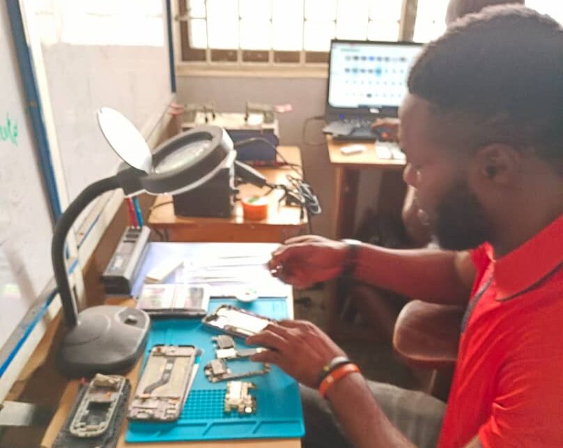 Man repairing phones
