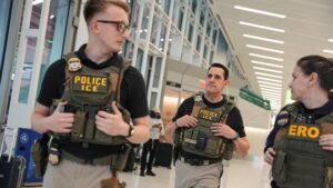 ICE officers at an airport
