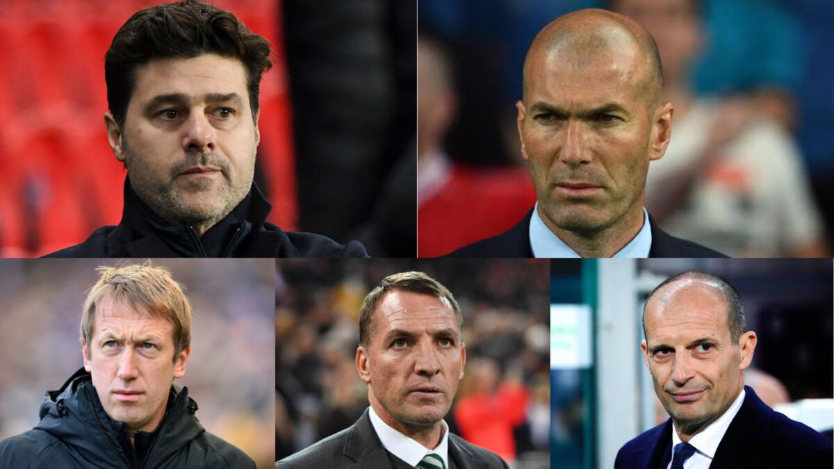 Mauricio Pochettino, Zinedine Zidane, Graham Potter, Brendan Rodgers and Massimilano Allegri
