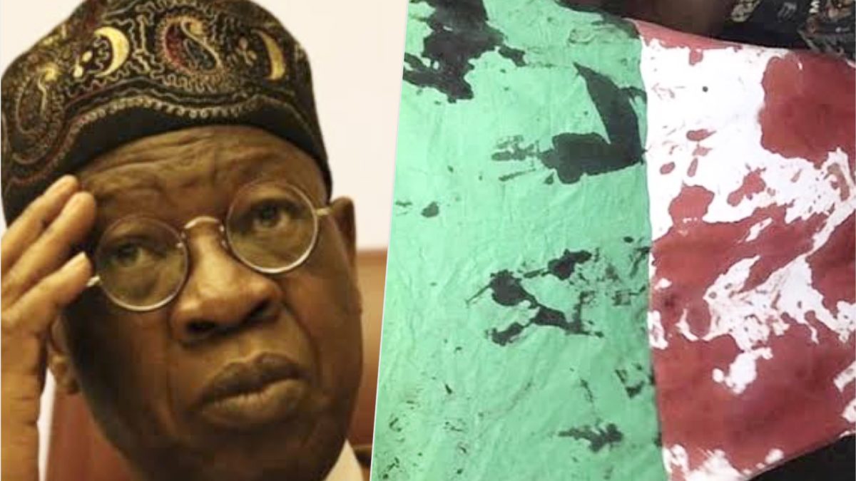 Lai Mohammed and bloody #EndSARS flag
