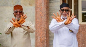 Governor Rotimi Akeredolu and Deputy Governor Lucky Aiyedatiwa