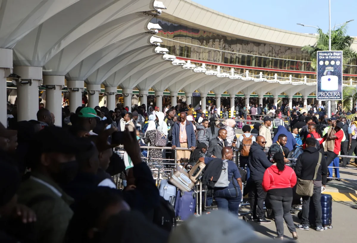 Kenya airport with travellers