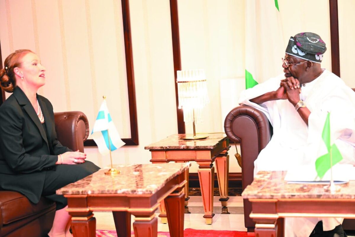Finland Ambassador to Nigeria Ms Selin and President Bola Tinubu (Credit: Presidency)