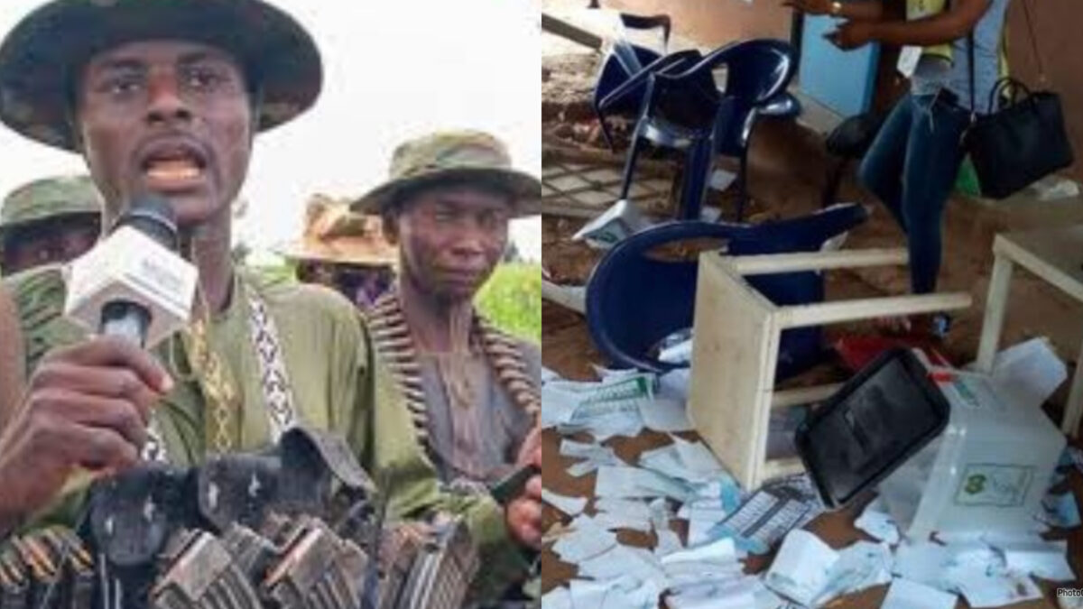 Bandits using digital devices and scattered ballot papers box
