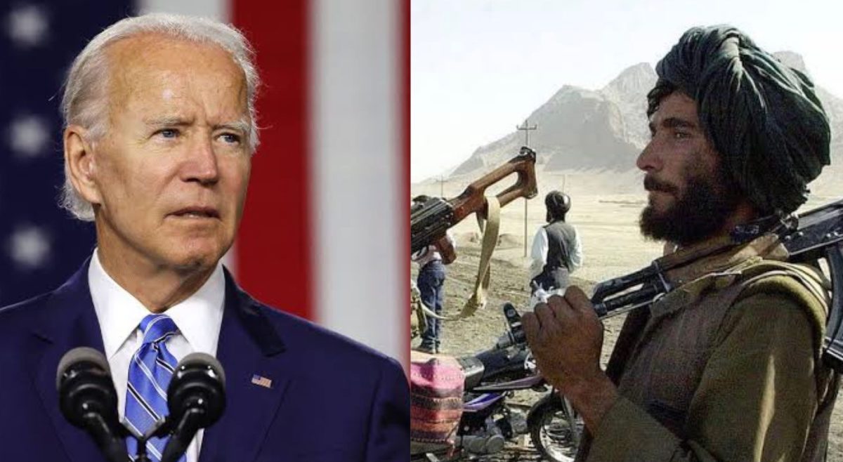 Joe Biden and Talibans used to illustrate the story