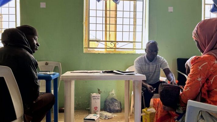 Mother and child at the vaccination center