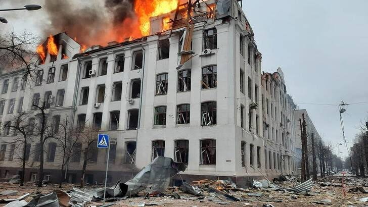 BOMBED AREA IN UKRAINE