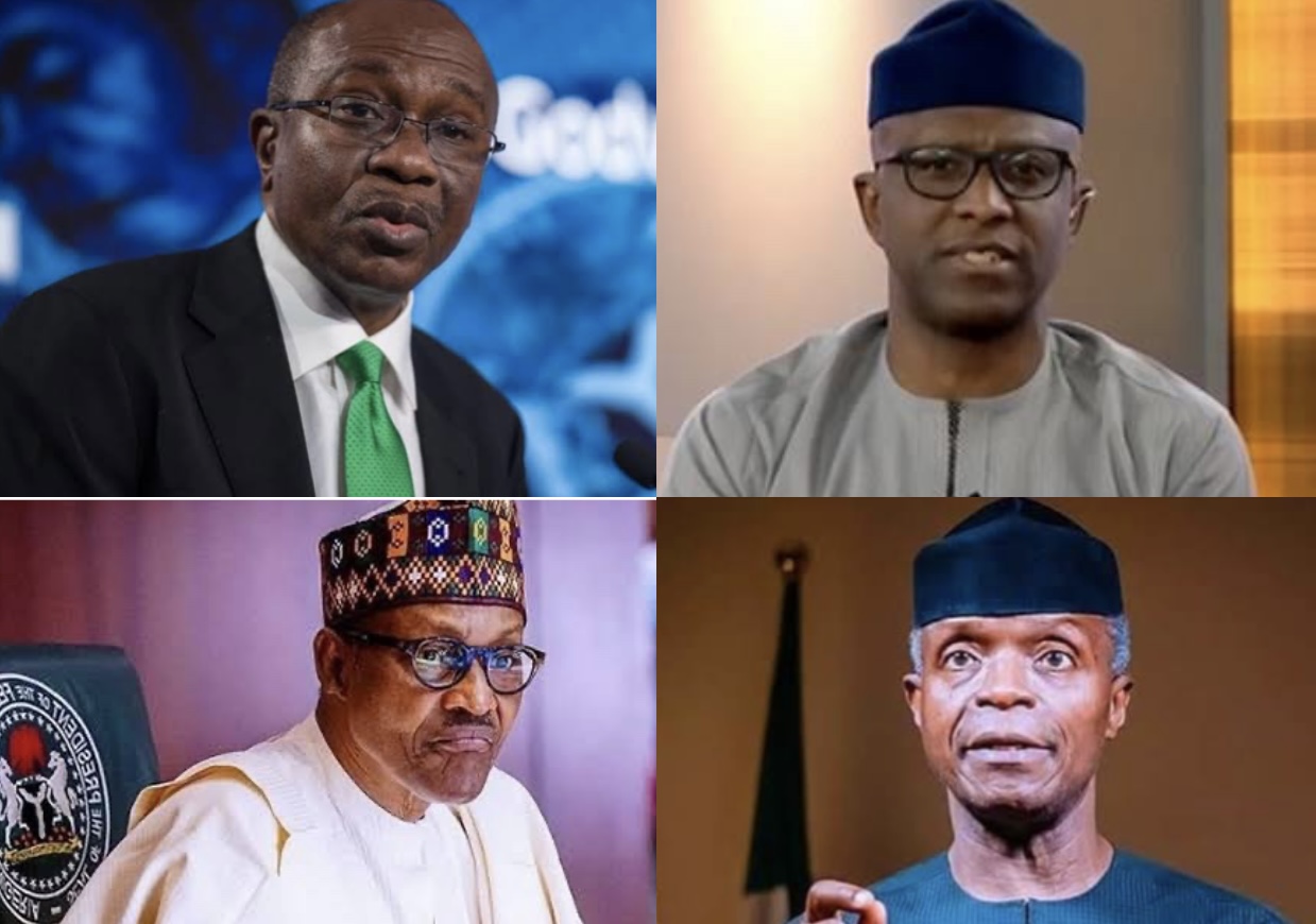 Godwin Emefiele, Laolu Akande,Muhammadu Buhari and Yemi Osinbajo