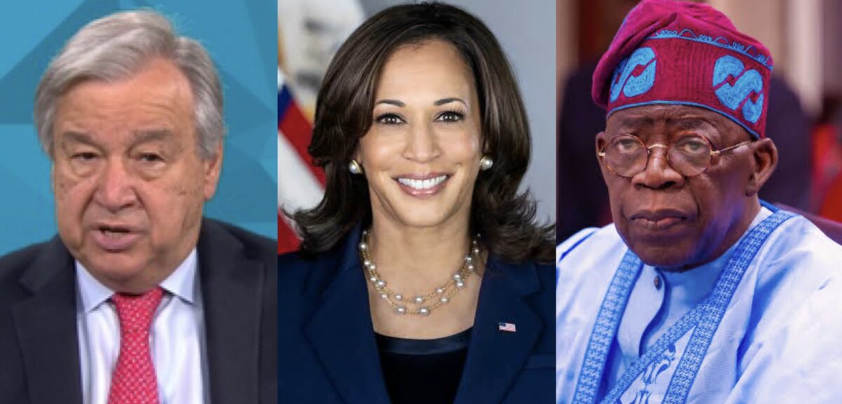 United Nations secretary general Antonio Guterres,U.S. Vice-President Kamala Harris and President Bola Tinubu