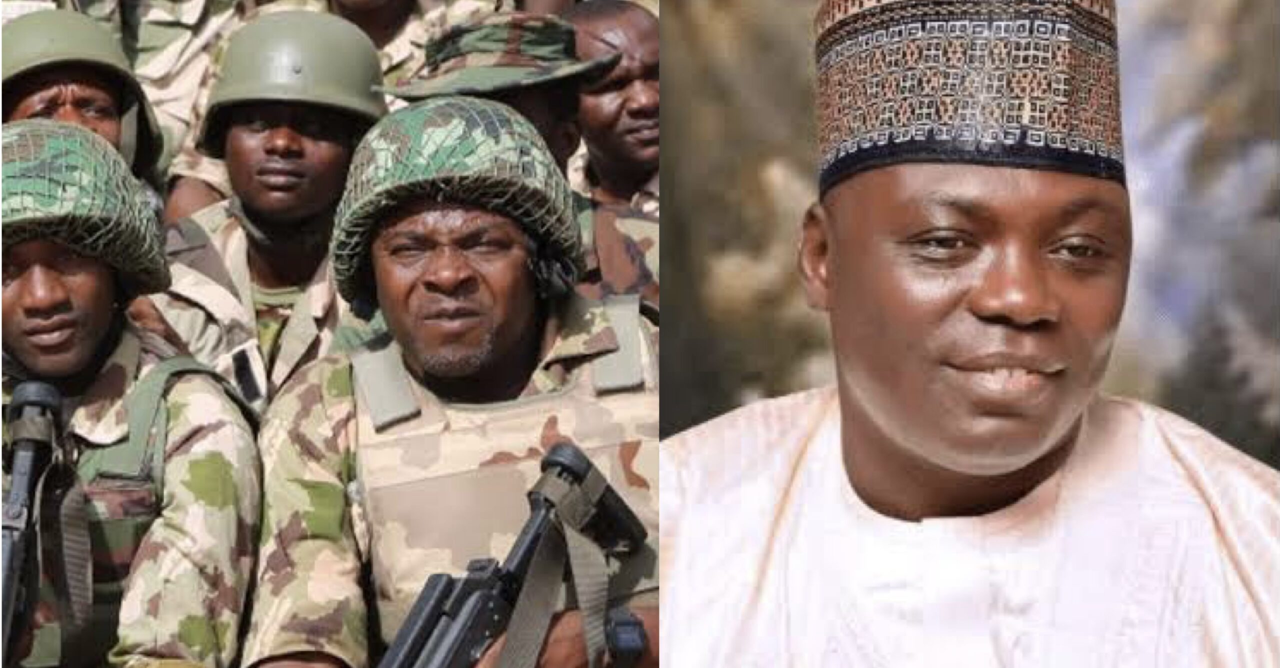 Governor Agbu Kefas and Nigerian soldiers