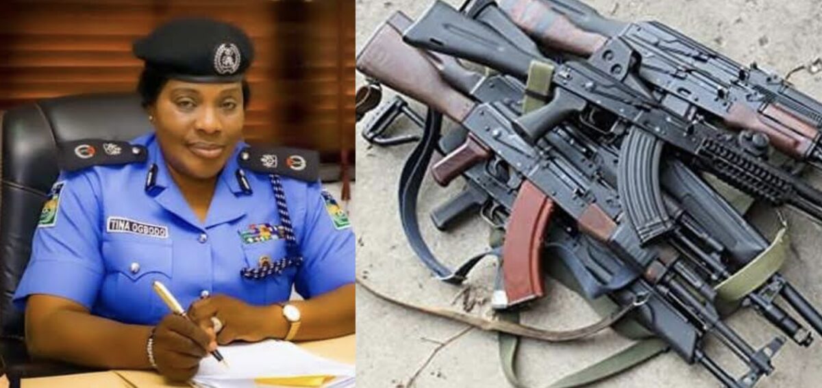 Police commissioner Augustina Ogbodo; AK-47 GUNS