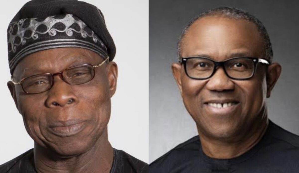 A composite of former president Olusegun Obasanjo and Peter Obi