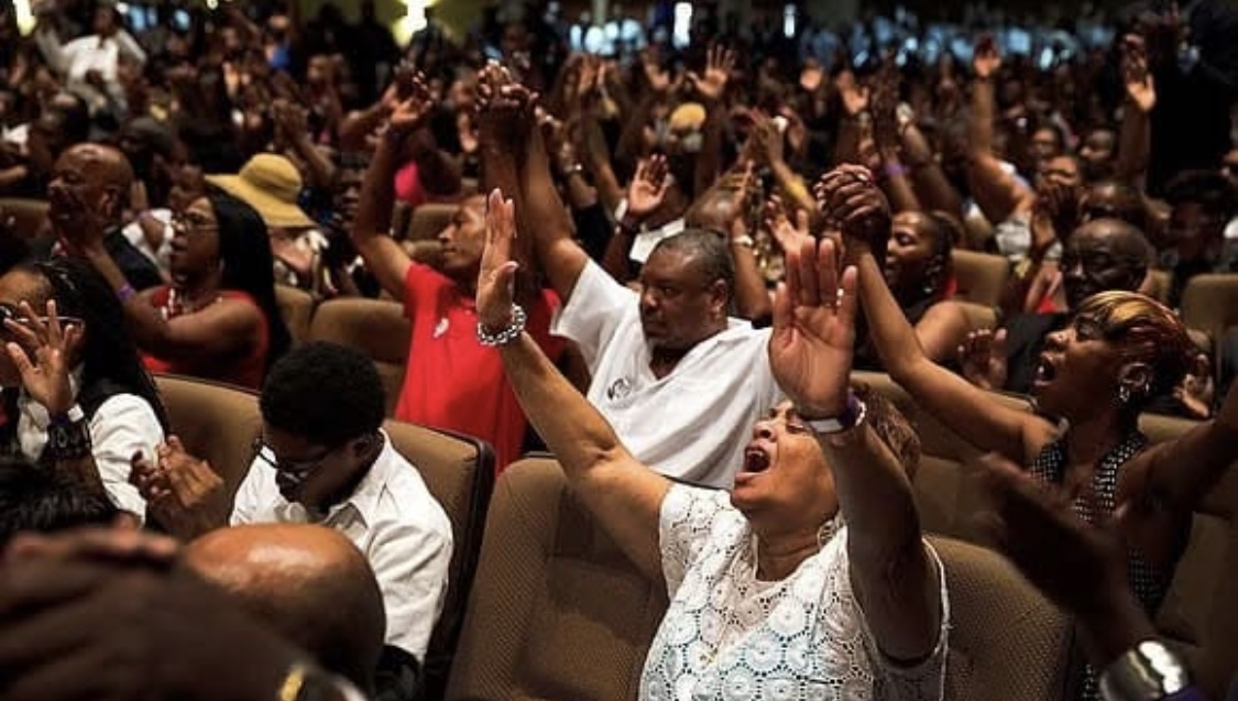 Worshippers in church