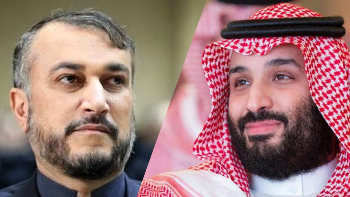 Hossein Amir-Abdollahian and Saudi Crown Prince Mohammed bin Salman Al Saud