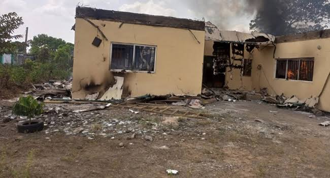 Destroyed Independent National Electoral Commission (INEC) office