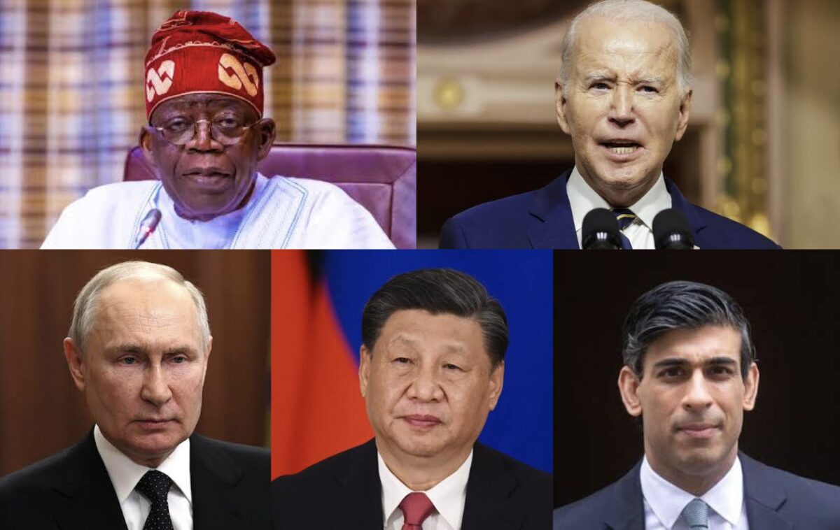 Bola Tinubu, Joe Biden, Vladimir Putin, Xijinping and Rishik Sunak