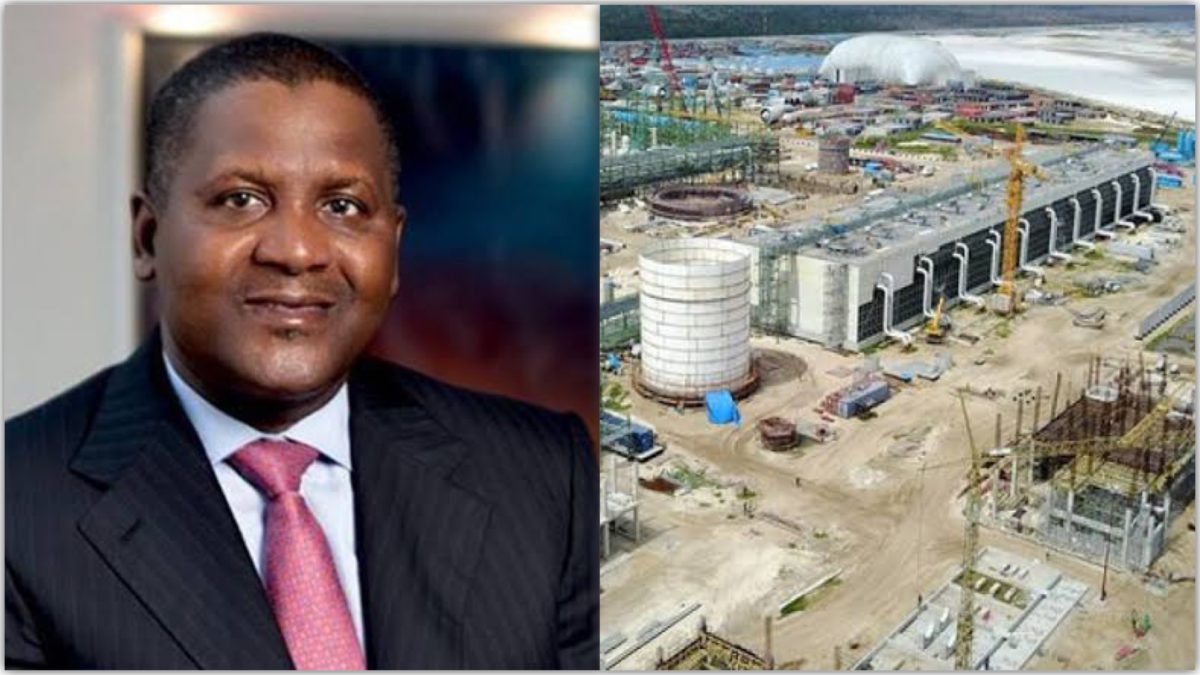 A photo of Dangote and refinery used to illustrate the story