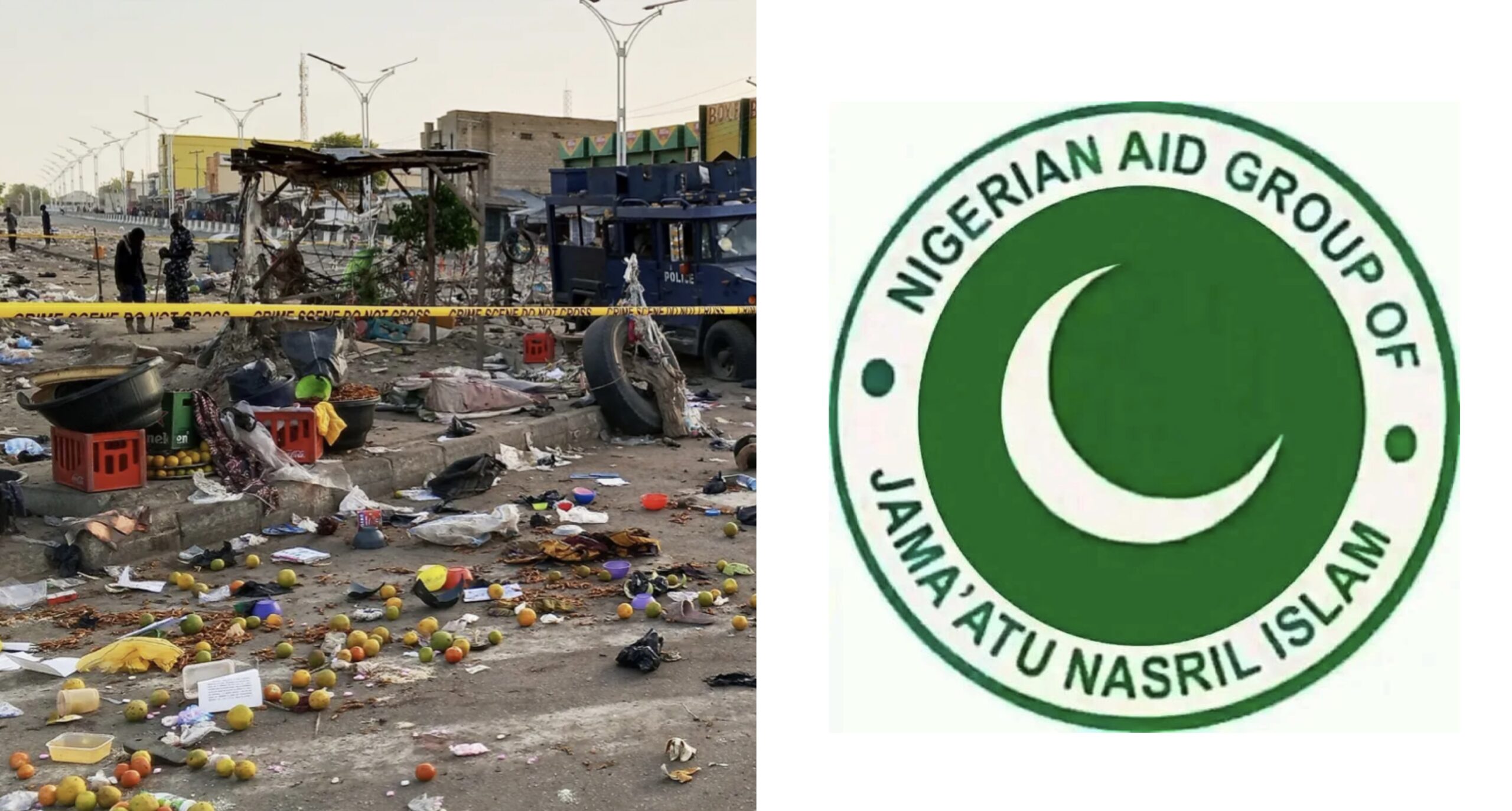 Scene of the blast and JNI logo