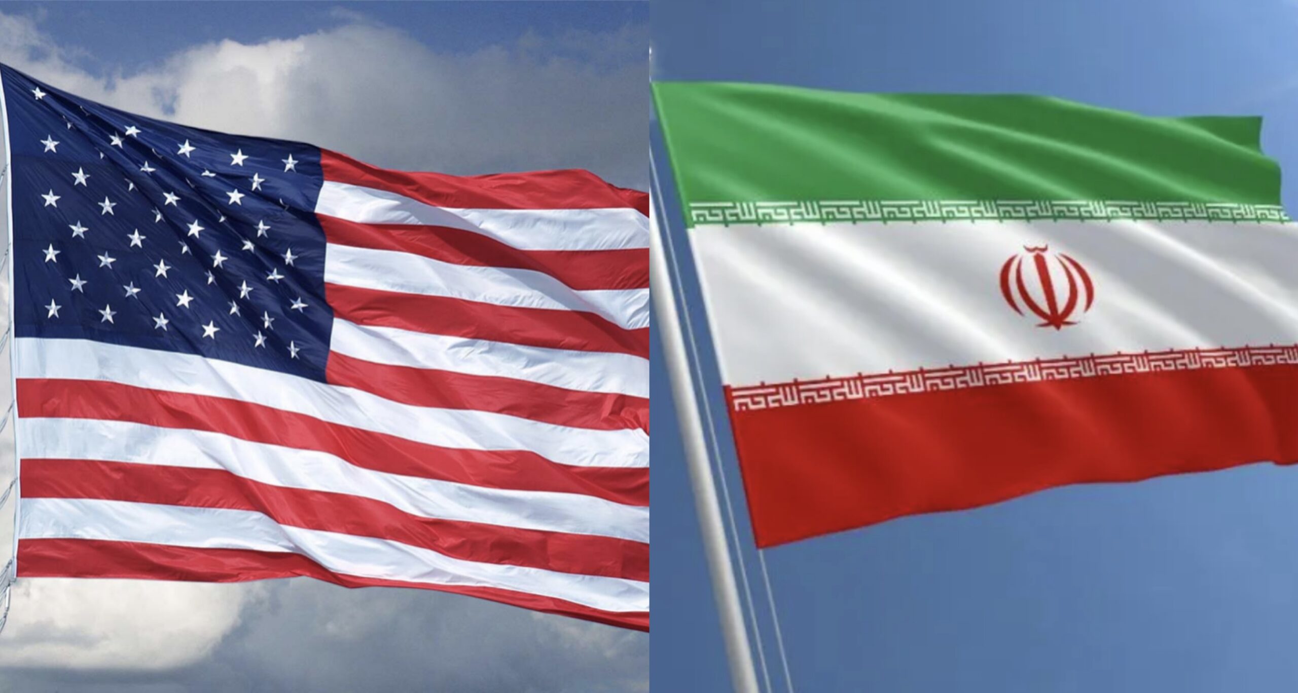 U.S. and Iranian flags.