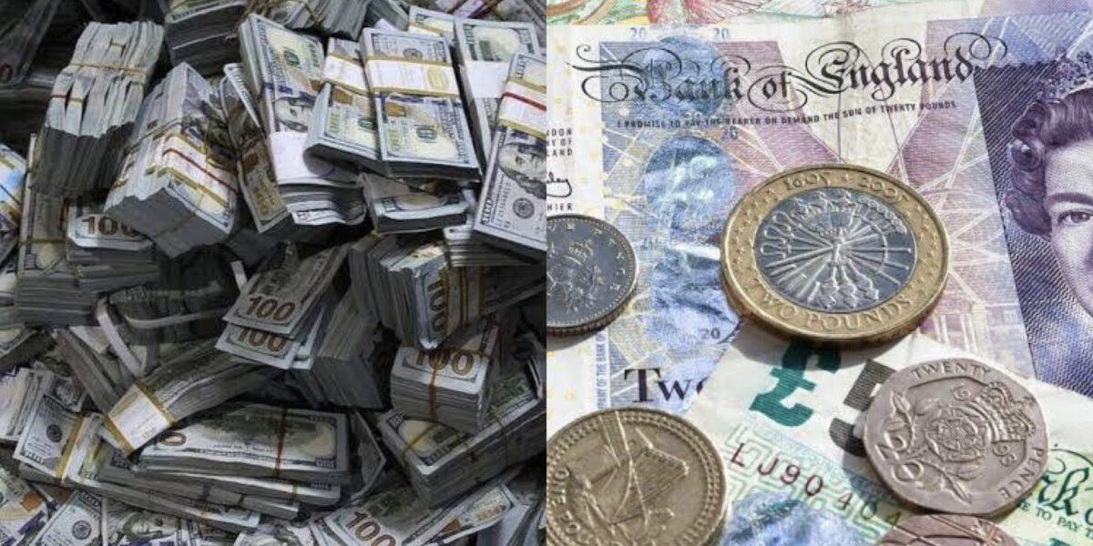 STASH OF DOLLARS; POUND STERLING
