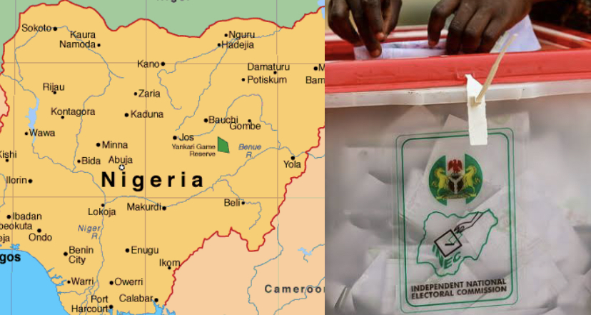 Nigerian map and ballot box