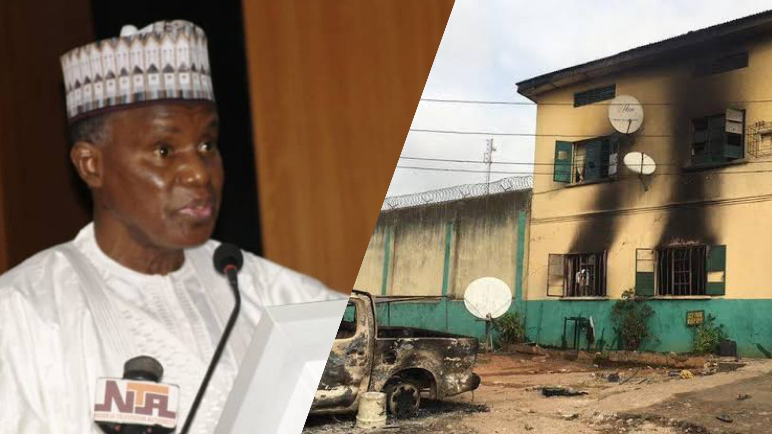 Defence minister Bashir Magashi and Kuje prison