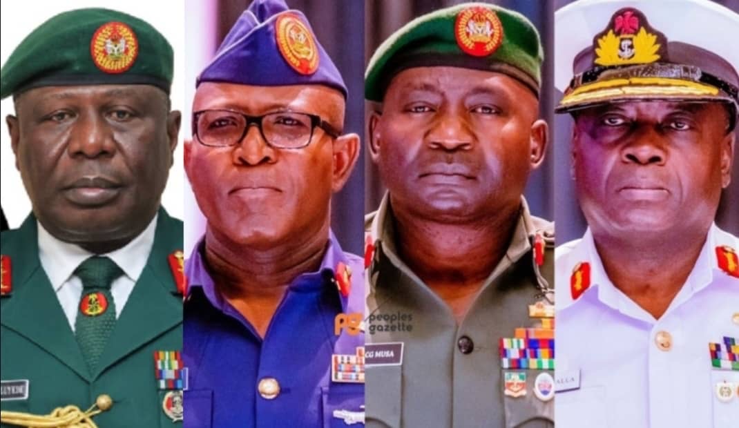 Naval Chiefs Olufemi Oluyede, Hasan Abubakar Christopher Musa and Emmanuel Ogalla