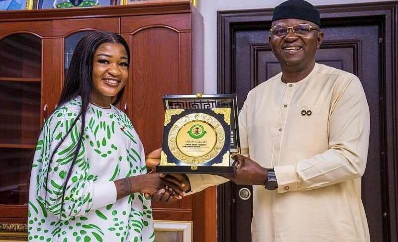 Francesca Ordega with the governor