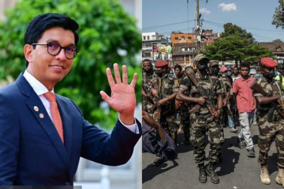 Andry Rajoelina and protesters