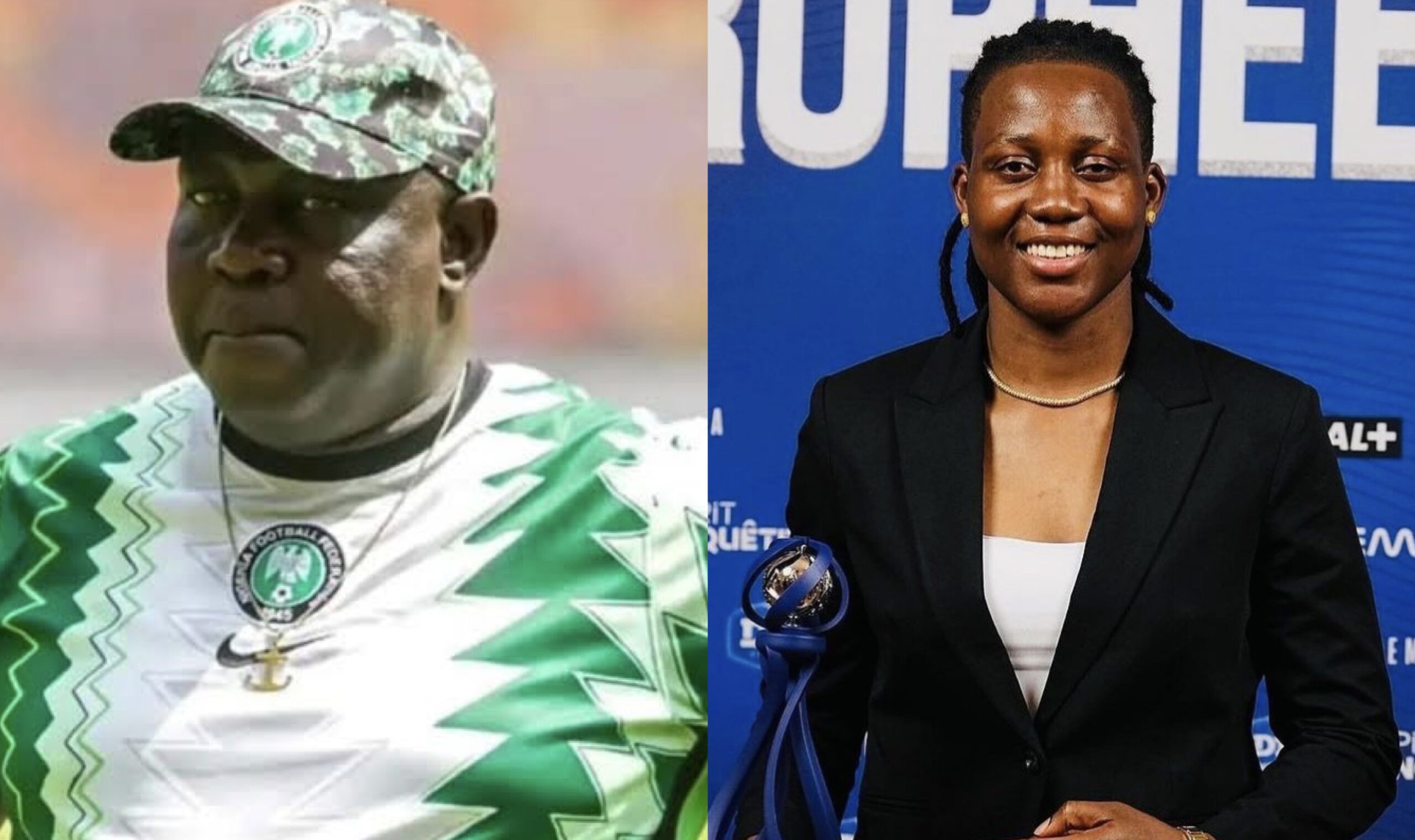 Chiamaka Nnadozie and Super Falcons’ Head Coach Justine Madugu