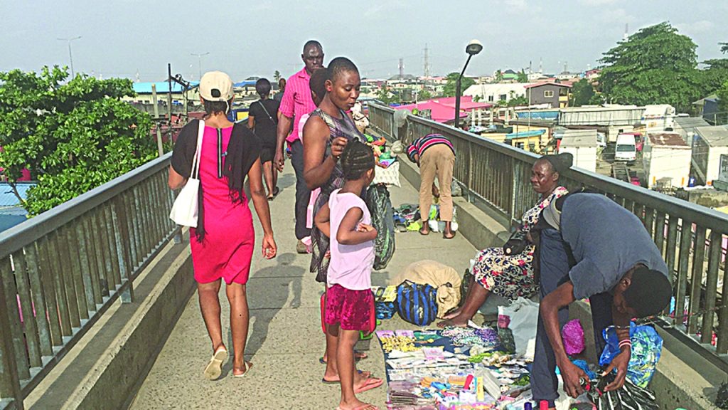 Pedestrians on the bridge