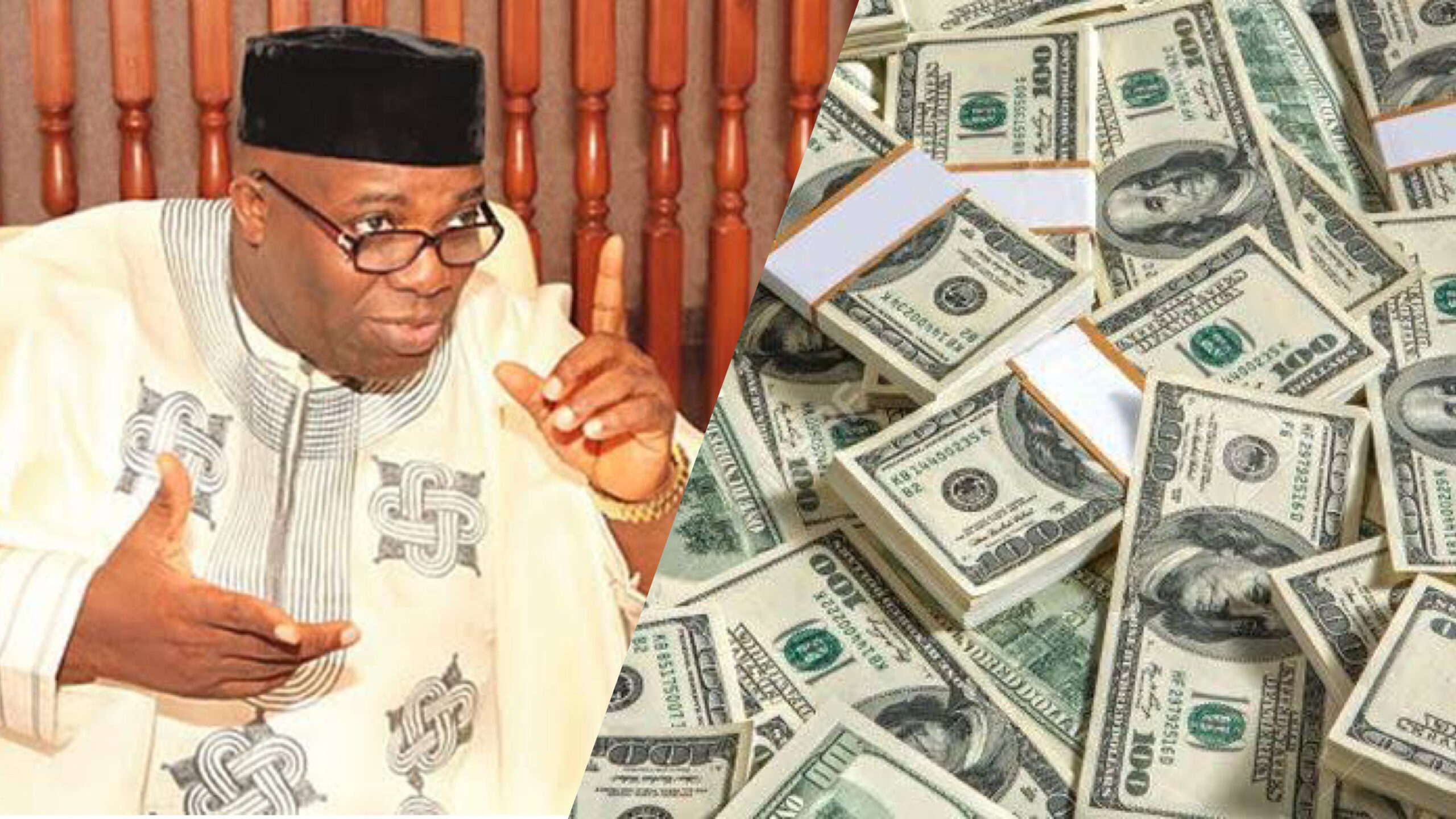 Doyin Okupe and dollars used to illustrate the story