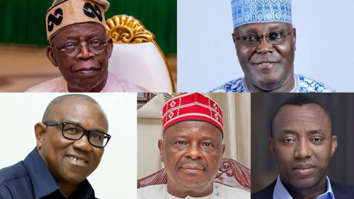Tinubu, Atiku, Obi, Kwankwaso and Sowore