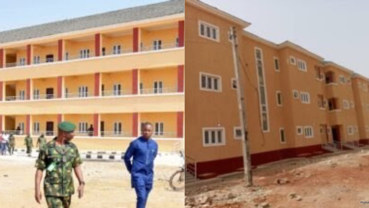 newly constructed accommodation block at Ribadu Cantonment in Kaduna State