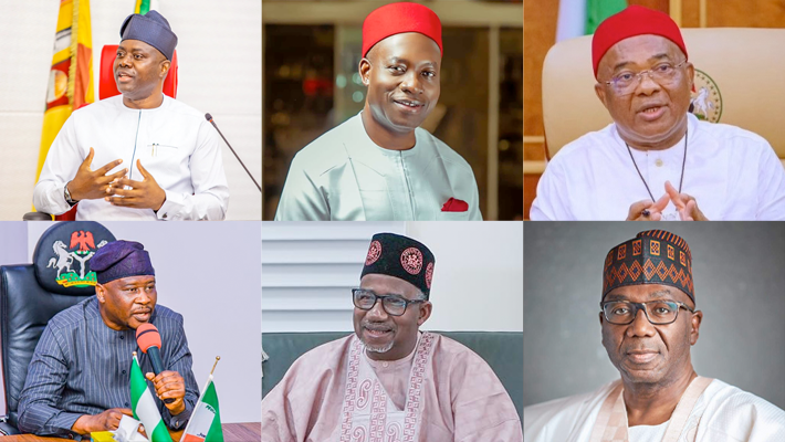 Governors Seyi Makinde, Hope Uzodimma, Ahmadu Fintiri, Charles Soludo, Bala Mohammed and AbdulRahman AbdulRazaq