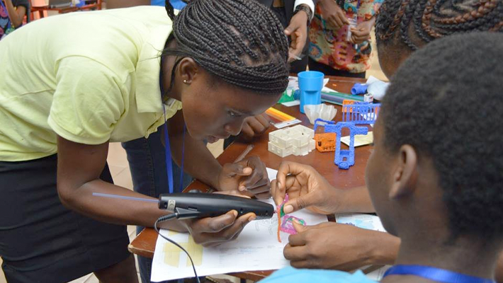 Girls learning STEAM