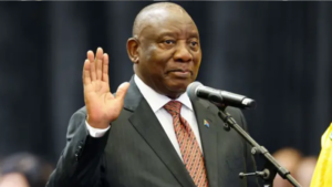 Ramaphosa giving inauguration speech