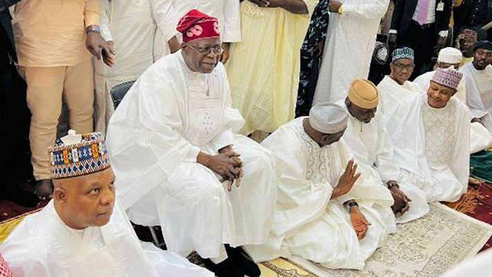 Tinubu praying in mosque