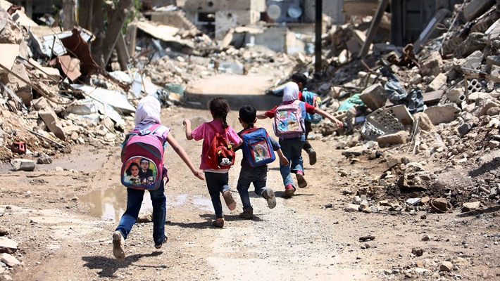 Children in war zone