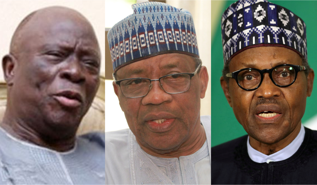 Ayo Adebanjo, Ibrahim Badamasi Babangida, and President Muhammadu Buhari