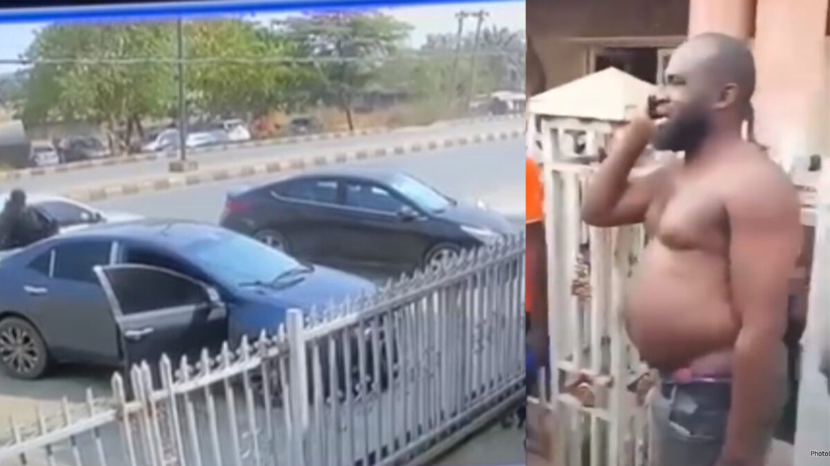 The victim and the robbery scene.