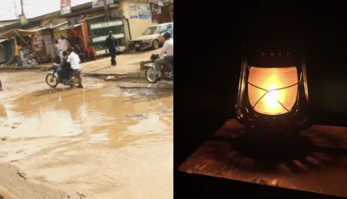 Bad road and black out used to illustrate the story