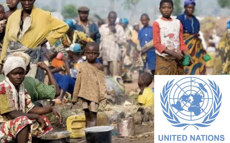 A composite of United Nations logo and poor people in Africa used to illustrate the story.