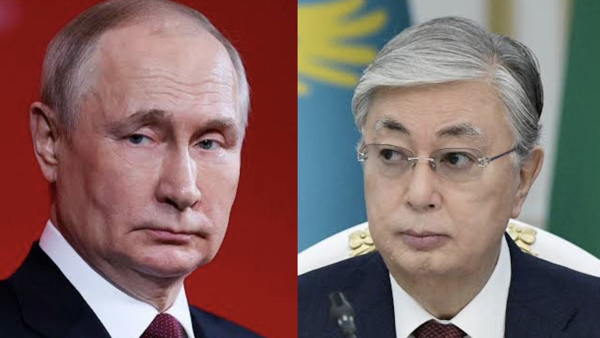 Russia's President Vladimir Putin and President Kassym-Jomart Tokayev of Kazakhstan