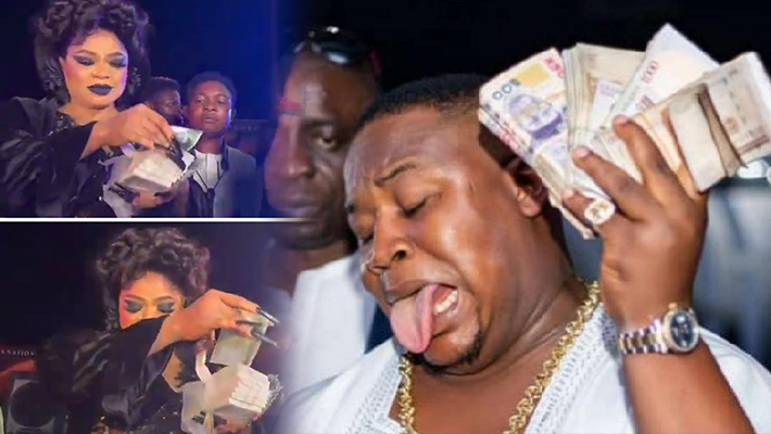 Bobrisky and Cubana Chief Priest spraying naira